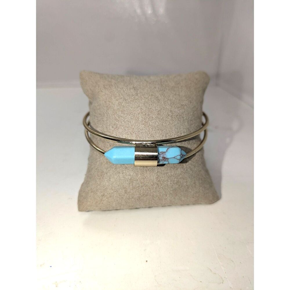 ⭐3/$30⭐ Gold Tone Turquoise Stone Double Band Bangle Bracelet